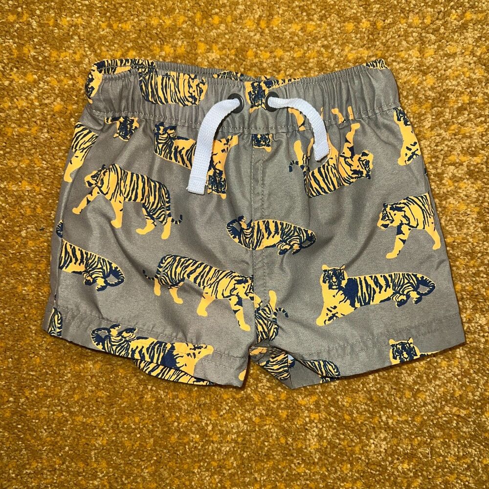 Hanna Andersson 6-12mo Swim Trunks Tiger Print Green